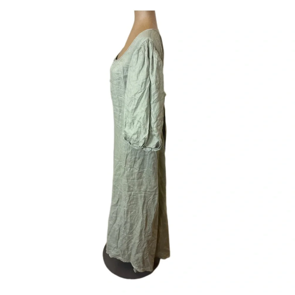 AULIEUDE Light Sage Green Button Detail Dress Women’s Size 12 - Picture 3 of 6